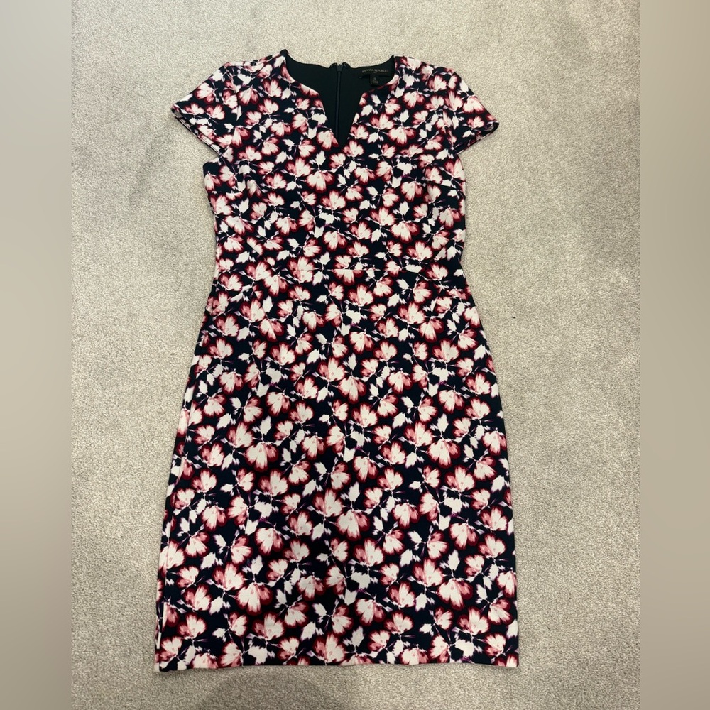 Banana Republic Floral Midi Dress in Pink and Navy